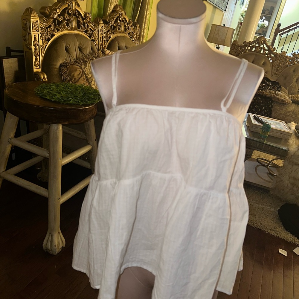 Everlane White Tiered Spaghetti Strap Camisole